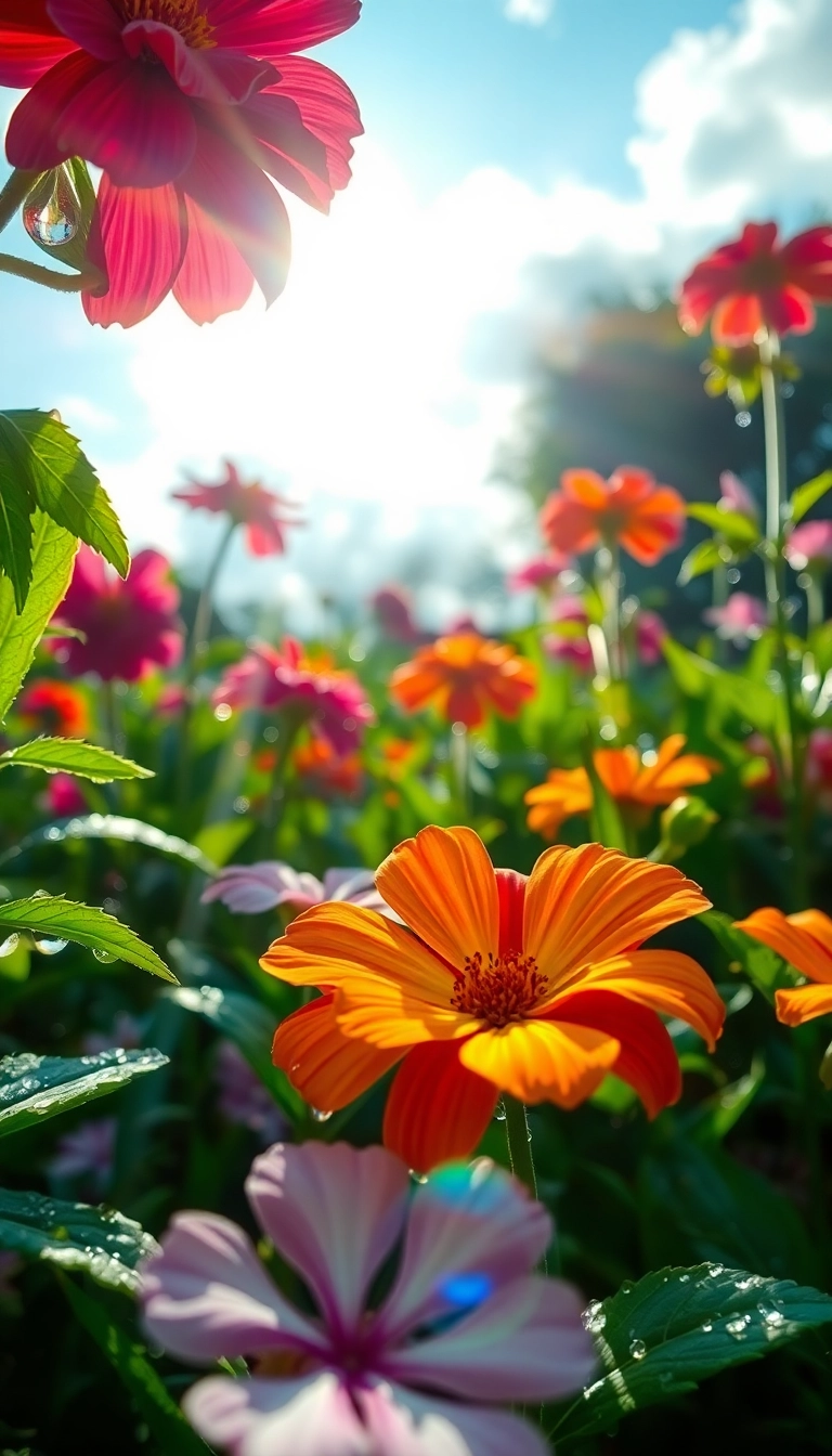 Free Spring Rain Garden iPhone Masterful Wallpaper